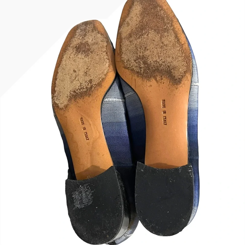 Salvatore Ferragamo Navy Ribbed‎ Pumps Low Block Heel Made in Italy Size 6